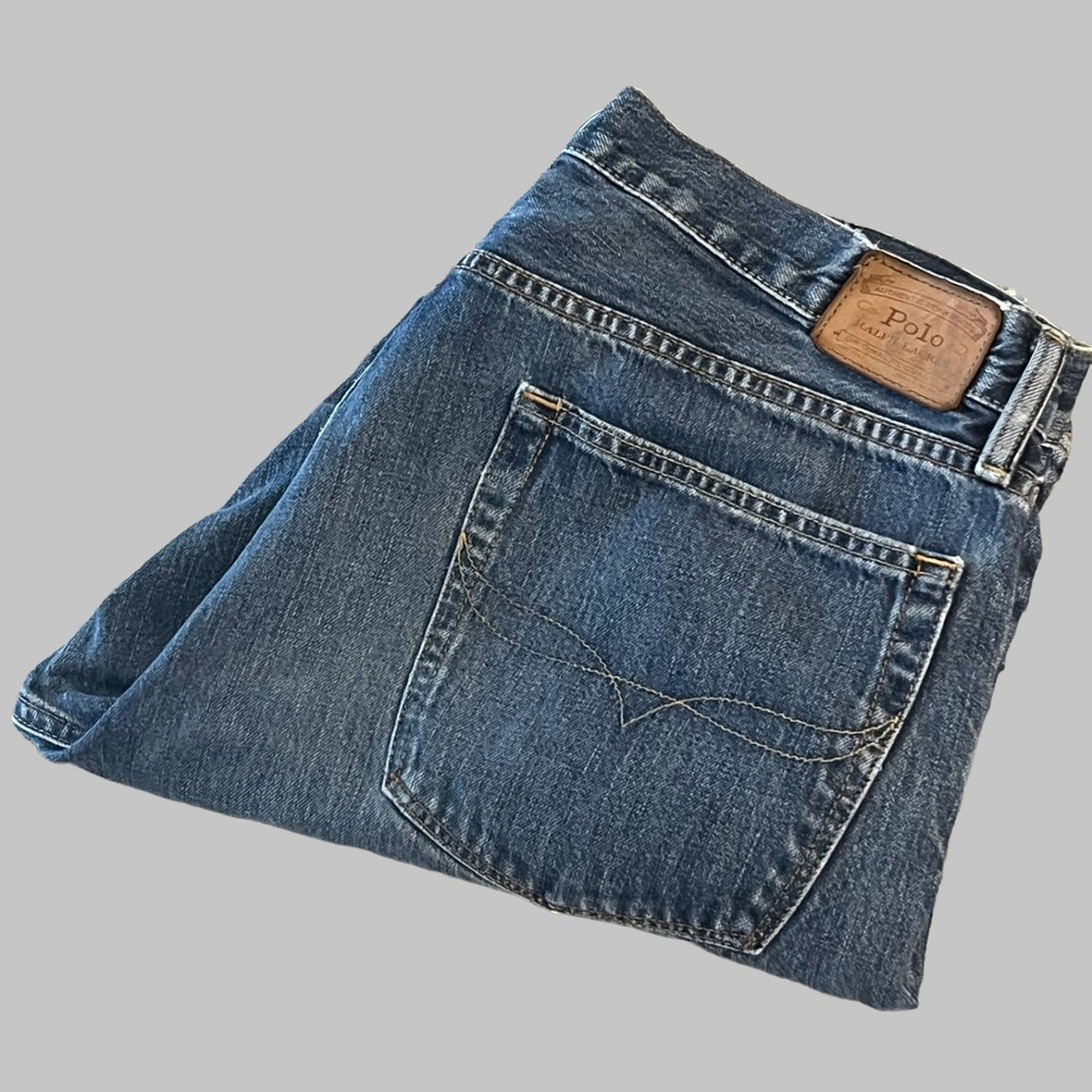 Polo Ralph Lauren Hampton Jeans Mens 36x30 Blue Denim Relaxed Straight Leg